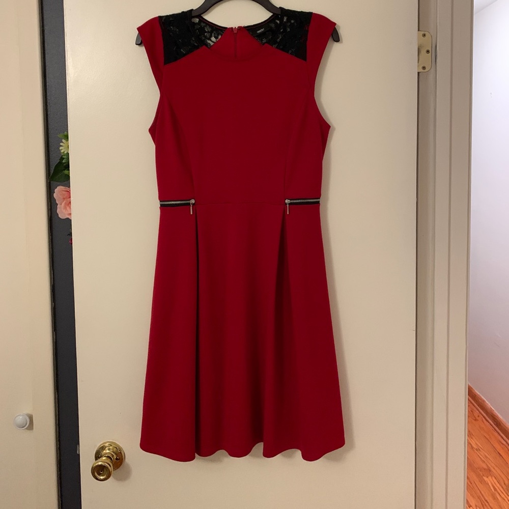 Red & Black Zipper Lace Dress from Mossimo
